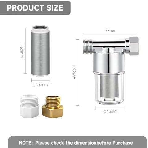 Reusable Brass Sediment Filter, Capable of Filtering Out Impurities of 40 Microns in Water, Protecting Household Appliances. Suitable for Washing Machine Water Heaters and Showers (Silver) - Image 6