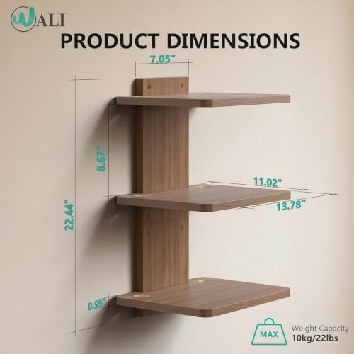 WALI 3 Tier Floating TV Wall Shelf for Projector, DVD Player - Image 2