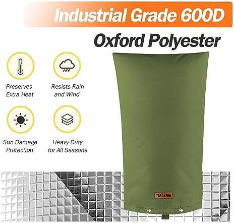 TOHONFOO Backflow Preventer Cover, Pipe Freeze Insulation, 14"Wx26"H, Green - Image 6