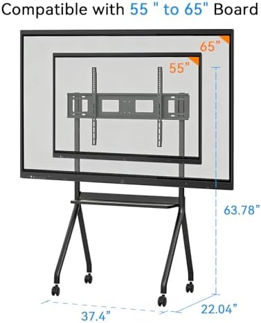 Mobile Smart Board Stand with Wheels, Height Adjustable Interactive Whiteboard Cart for 55/65'' Screens - Image 2