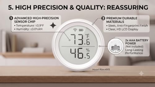 ZigBee Smart Temperature and Humidity Sensor, Digital Indoor Thermometer and Hygrometer with App Alerts, Wireless Climate Monitor for Home, Baby Room, and Greenhouse (Hub Required) - Image 5