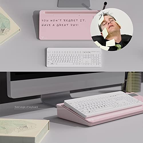 TOWON Glass Desk Whiteboard with Calculator 17x6 in, Desk Organizer, Pink - Image 4