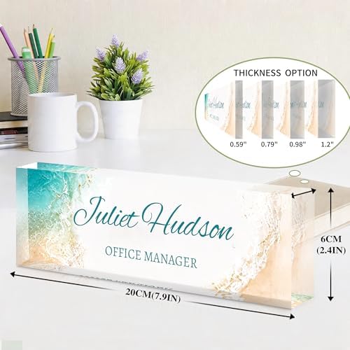 Custom Name Plate for Desk, Acrylic Desk Name Plate Personalized, Employee Appreciation Gifts, Office Desk Accessories for Women Men Teacher Nurse, Coworker Gifts for Manager Assistant (CoastalCyan) - Image 4