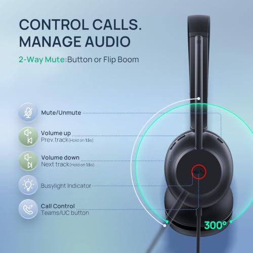 Yealink UH35 2nd Gen Wired Headset, USB-C/A,AI Noise Canceling Mic,HD Audio - Image 6