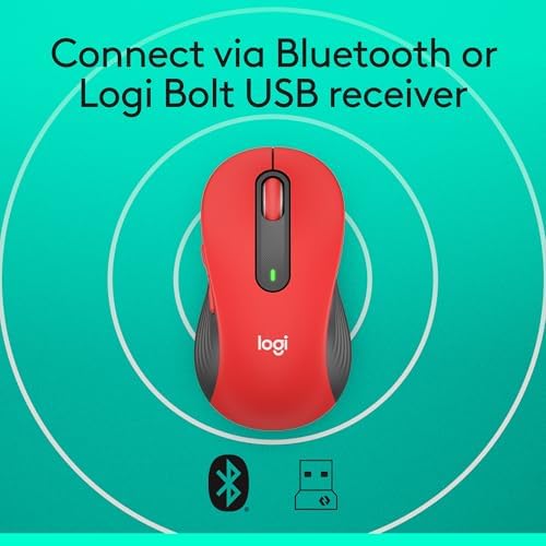 Logitech Signature M650 L Full Size Wireless Mouse Large Sized Hands - Red - Image 6