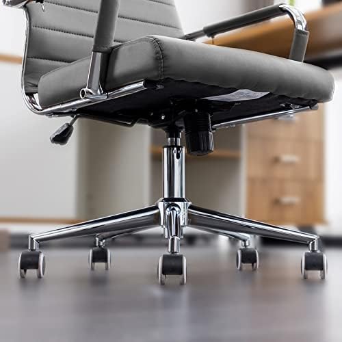 Office Desk Chair,Modern Leather Conference Room Chairs,High Back Ergonomic Home ofiice Chair,Adjustable Height Swivel Executive Computer Chair with Armrest and Padded Seat,Grey - Image 5