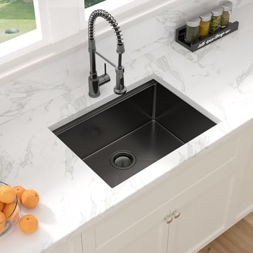 Sarlai 25 Black Kitchen Sink Undermount 25"x19" Stainless Steel Workstation - Image 4