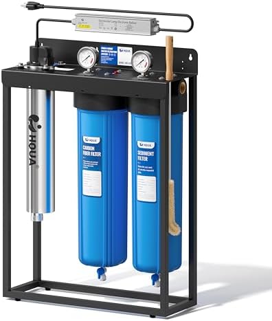 WF3-03 3-Stage Free-Standing Whole House Water Filtration System, UV Filter Included, Reduces Heavy Metals (Lead, Mercury, Arsenic, Cadimum, Chromium), PFAS, Chlorine, Sediment, Odor, and VOC’s by HQUA