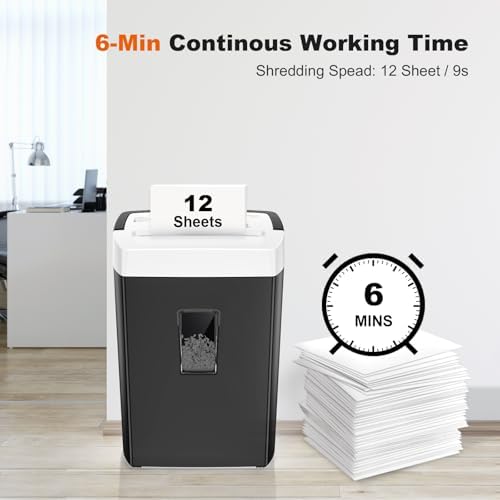 Bonsaii 12-Sheet Cross-Cut Heavy Duty Paper Shredder, P-4 Security, 5.5 Gal - Image 2