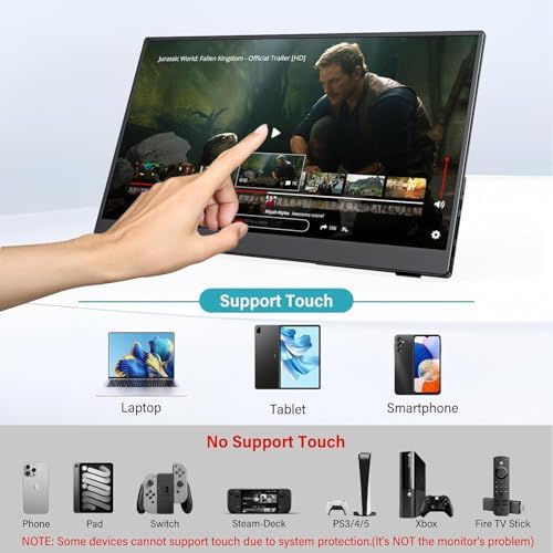 InnoView 15.6" Portable Monitor 60Hz Touchscreen 1080P 10-Point Touch Screen Monitor Portable with Protective Sleeve Built-in Stand, 1200:1 HDMI USB C Travel Monitors for Laptop, PC, Phone - Image 2