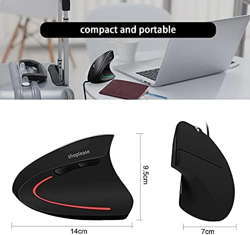 Wired Vertical Mouse, Optical Ergonomic Mouse with 4 Adjustable 800/1200/2000/3200, 5 Buttons USB Computer Mouse, Better for Large and Medium Sized Hands - Image 6