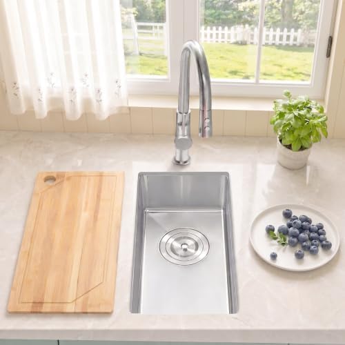 Small Bar Sink 9.5“ X 18”,Undermount Wet Bar Sink with Workstation - Image 5