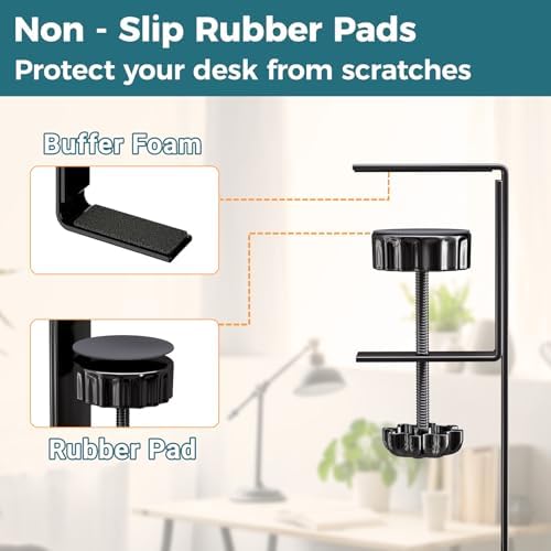 Cable Management Under Desk, 25.3'' No Drill Desk Cable Management Tray with Clamp, Metal Cord Organizer for Standing Desk, Computer Wire Management for Home Office & Gaming Setup, Black - Image 5