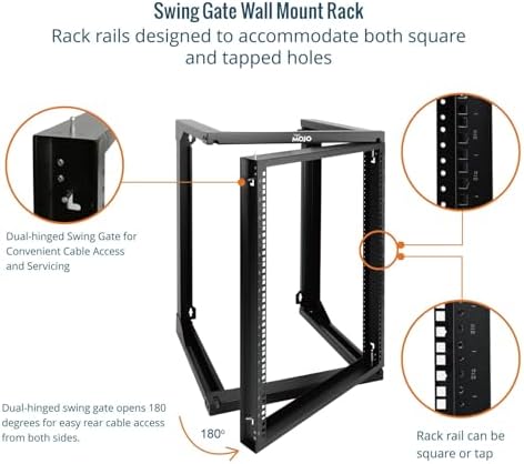 Tecmojo 15U Server Rack with Swing Gate, 15U Rack for 19inch Computer/AV/Data/IT/Media Equipment, Wall Mount Server Rack with 18inch Depth, Square&Tapped Holes - Image 3