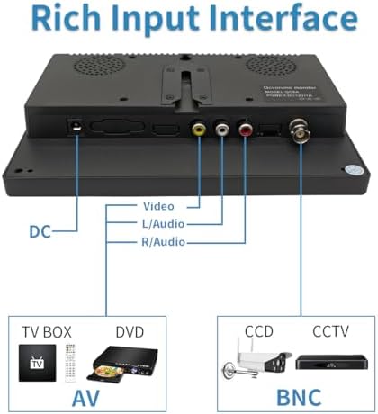 8 inch LCD Security Monitor & Displays,Built-in Dual Speakers Portable Monitor,800 * 600 Resolution,BNC/AV Input,Suitable for CCTV TV CCD DVD - Image 5