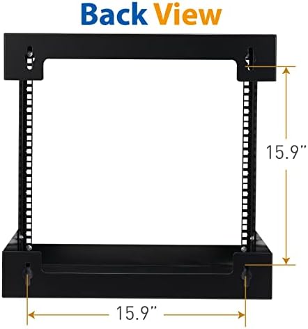 9U Wall Mount Rack Open Frame 19 Inch Server Equipment 2 Post Network Cabinet 18 inches Depth Black by Tedgetal - Image 4