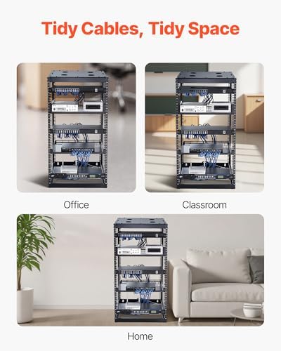 VEVOR 20U Open Frame Network Rack, 23 in Depth, Wall Mounted or Floor Standing Server Rack, Heavy Duty 4 Post, with Vented Shelves & Mounting Hardware, Holds All Your Networking IT Equipment AV Gear - Image 6