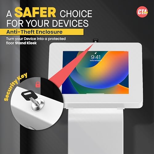 Locking Floor Stand – CTA Premium Locking Support Base Kiosk with Steel Body and Heavy-Duty Locking Enclosure with Keys for iPad Pro 13-inch (M4), iPad Pro 12.9-inch, iPad Air 13-Inch (M3 / M2) - Image 3