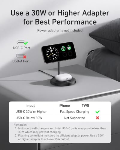 Anker MagGo 2-in-1 MagSafe Compatible Qi2 15W Wireless Charging Stand - Image 3
