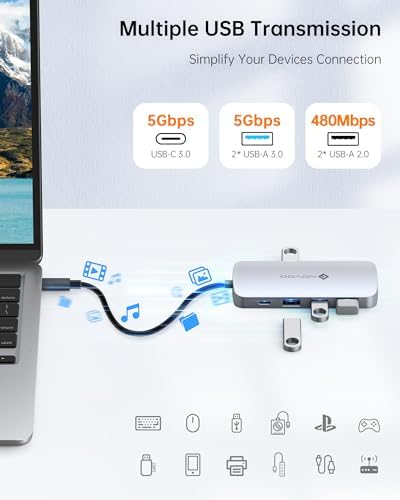 USB C Hub, 9 in 1 USB C Multiport Adapter with 4K@60Hz HDMI, 5 USB Ports, 100W PD, SD/TF USB C Adapter, USB C to HDMI Adapter, USB C Dock for MacBook Pro/Air, HP, DELL, Lenovo, ASUS Laptops NOVOO - Image 3