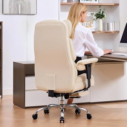 Efomao Executive Office Chair, Beige Fabric Big and Tall Desk Chair - Image 2