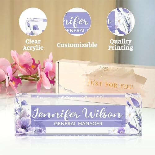 Name Plate for Desk, Personalized Office Decor for Women and Men, Acrylic Accessories, Employee Appreciation Gifts for Boss, Manager, Teacher, Nurse - Image 6