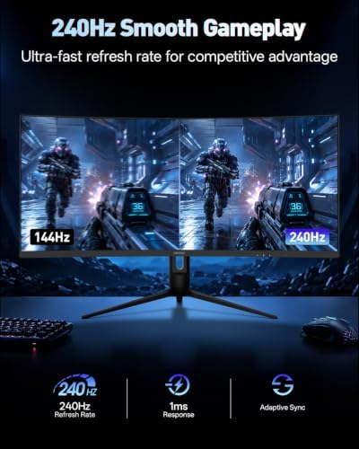 KOORUI 34 Inch 240Hz WQHD 3440x1440 Ultrawide Curved Gaming Monitor, 1500R - Image 2