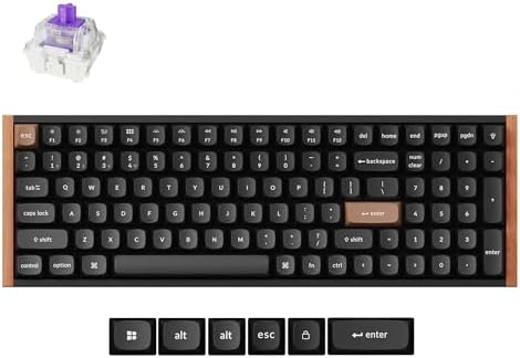 Keychron K4 HE 96% Wireless Hall Effect Keyboard with Number Pad, Rapid Trigger Magnetic Switches, QMK Launcher, 2.4GHz/Bluetooth/Wired, Mac & Windows, Wood Accent Frame, Black (Non-Shine-Through) by Keychron