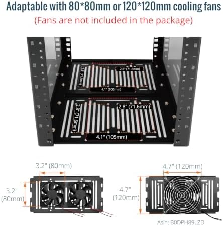 Tecmojo 12U Network Rack, 10 inch Mini Server Rack with 2 Side Translucent Panels & 2 Top Handles, 10.23 inch Deep, for 10 inch IT Equipment & A/V Devices, Black - Image 5