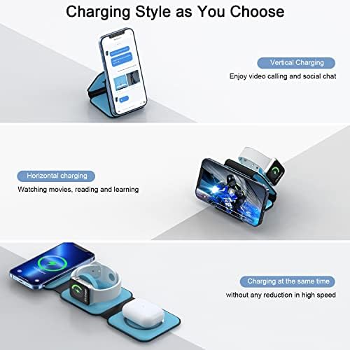 3 in 1 Wireless Charging Station for Apple,Foldable Magnetic Travel Charger - Image 2