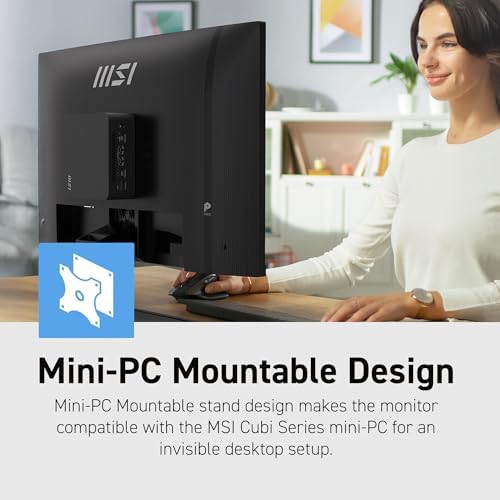 msi PRO MP242 E14C 24-inch IPS 1920 x 1080 (FHD) Office Monitor, 144Hz, Free-Sync, HDMI, USB C (15W Power Delivery), VESA Mountable, Tilt, Speaker, 4-Side Slim Bezel 1ms, Black - Image 6