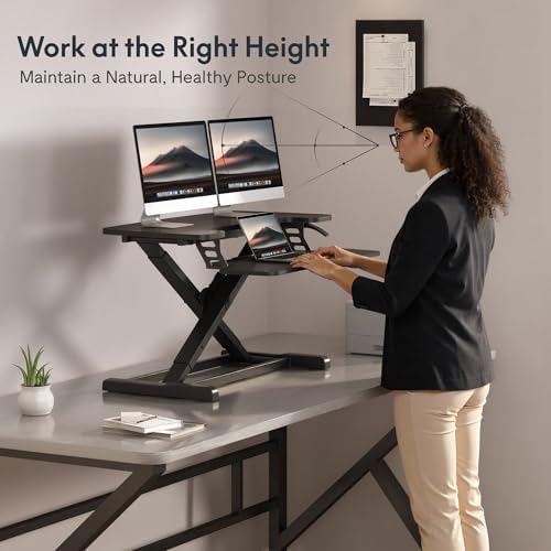 FLEXISPOT 32" Standing Desk Converter, Black - Image 4