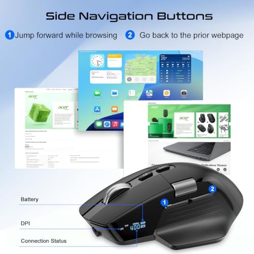 SIBEITU Wireless Bluetooth Mouse, 2.4 Ghz Ergonomic Mouse with OLED Display - Image 3