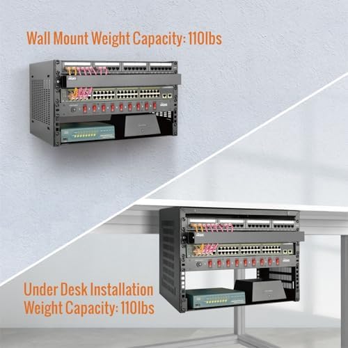 Tecmojo 4U Wall Mount Rack,4U Rack 14 inch Depth,19" Network Rack for Shallow Server and IT Equipment, Network Switches,Patch Panel Bracket,110lbs(50kg) Weight Capacity,Black (Pack of 2) - Image 3