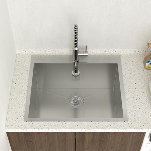 Lordear 12 Inch Deep Drop In Laundry Sink 25x22 Inch Utility Sink 16 Gauge Stainless Steel Topmount Basin for Laundry Room - Image 3