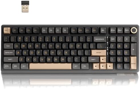 RK ROYAL KLUDGE R98 Pro Wireless Mechanical Keyboard, Creamy Bluetooth/2.4GHz/Wired RGB Gaming Keyboard with Number Pad and Knob, MDA Profile PBT Keycaps, Gasket Hot Swappable Linear Switch, Black by RKROYALKLUDGE