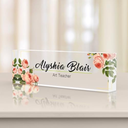 Personalized Acrylic Office Desk Name Plate with Name and Title Printing by nyareka