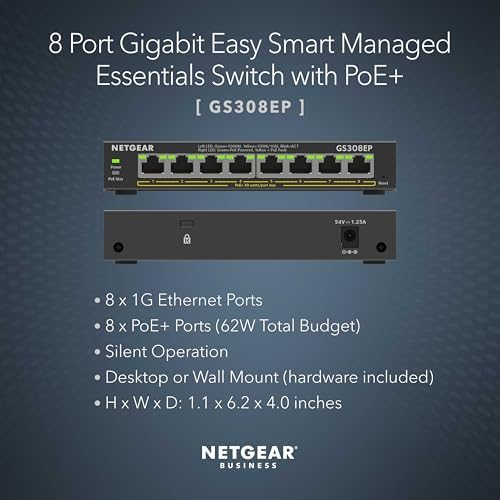 NETGEAR 8 Port PoE Gigabit Ethernet Easy Smart Managed Switch (GS308EP) - Image 2