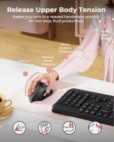 seenda MOU-302 Wireless Bluetooth Ergonomic Vertical Mouse with Volume Knob - Image 3