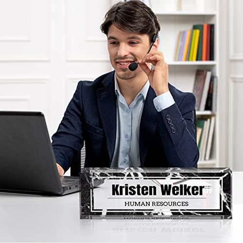 Custom Name Plate for Desk, Desk Name Plate Personalized, Office Decor for Women Men, Acrylic Desktop Accessories, Office Gifts for Coworkers Boss Teacher, Employee Appreciation Gifts (Black Marble) - Image 5