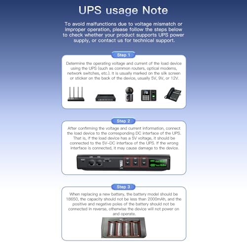 Jectse 36W UPS Uninterruptible Power Supply, Lithium Battery Backup with LED Display Multi Voltage Interfaces, for Routers Cameras Small Electronics Continuous Power (US Plug 110V) - Image 6