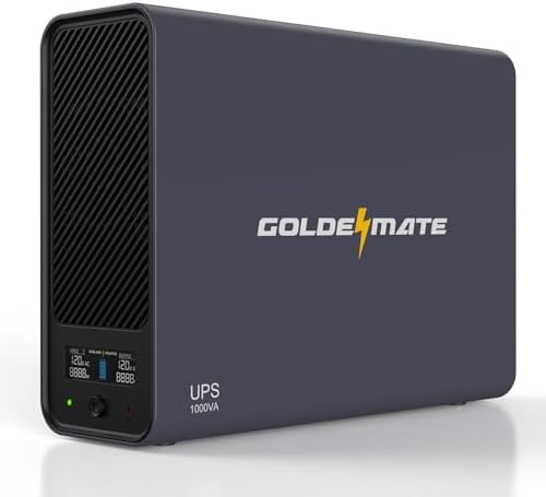 GOLDENMATE 1000VA/600W Lithium UPS Battery Backup & Surge Protector, Gray by GOLDENMATE