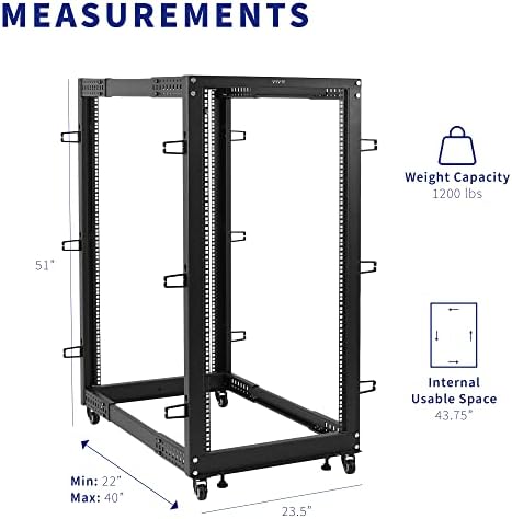 VIVO 25U Freestanding Server Rack Cart - Image 5