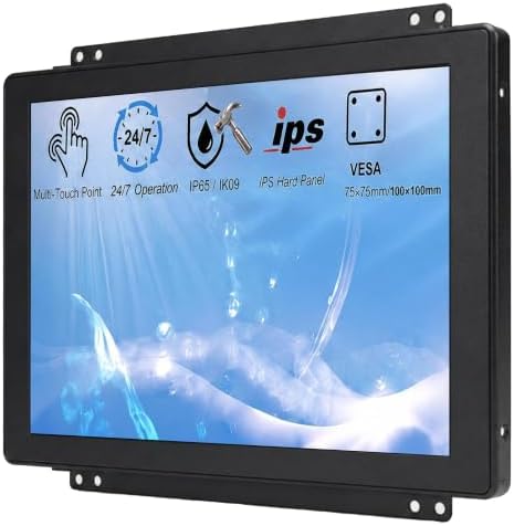 8 Inch Open Frame Capacitive Touchscreen Monitor - 1024x768 LCD Display with G+G 10-Point Touch and IP65 Front Protection - Compatible with VESA Panel Mount for Kiosk POS and Automation - Image 2