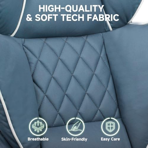 COMHOMA Big and Tall Gaming Chair with Pocket Spring Lumbar Support, Ergonomic Office Chair with Footrest, Executive Desk Chair with Outward Fixed Soft Armrests, Computer Chair with High Back, Blue - Image 6