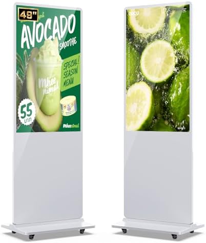 MWE 49 Inch Indoor Floor Standing Digital Signage Advertising Display Kiosk LCD Screen Commercial Totem Android System Vertical Poster with Auto Media Player-White by QIXZOCV