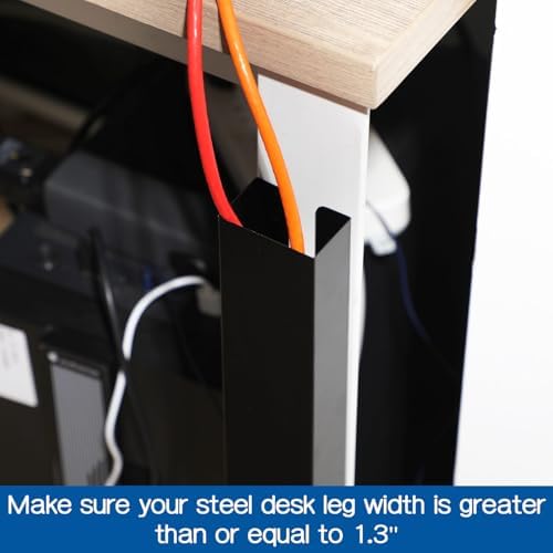 Blulu 1 Pack Steel Magnetic 14 Inch Cable Management Channel for Under Desk Leg Vertical Wire Hider Cover Cable Desk Organizer No Drill Cord Organizer Cord Hider Management for Home Office (Black) - Image 5