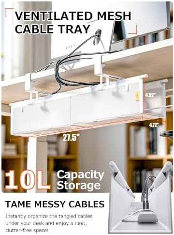 Under Desk Cable Management Tray, Mesh Fabric - Excellent Heat Dissipation - Image 2