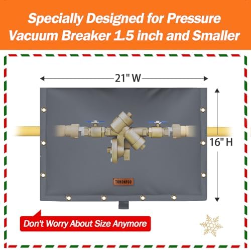 Backflow Preventer Insulation Cover for Vacuum Breaker, 21" W x 16" H, Grey - Image 2