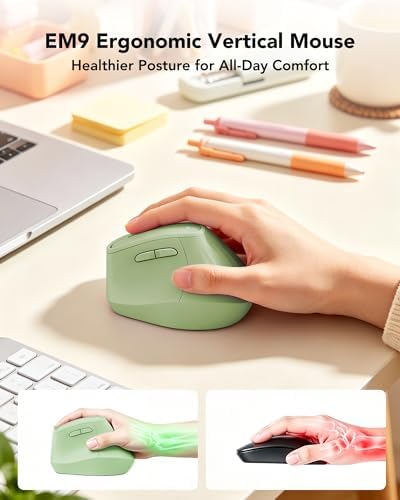 KYSONA Ergonomic Mouse Wireless, Bluetooth Vertical Mouse, 5-Level Adjustable DPI, 2.4G Silent Switch Mice for Windows, MacOS, IPadOS, Laptop, PC, Olive Green - Image 3